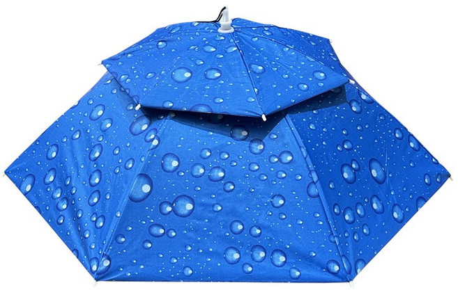 [블랙코팅]비제이 BJ 더블 핸즈프리 2단 모자우산 머리우산 우양산 텃밭우산 낚시우산 밭일 농사 작업 uv 햇빛차단 썬캡