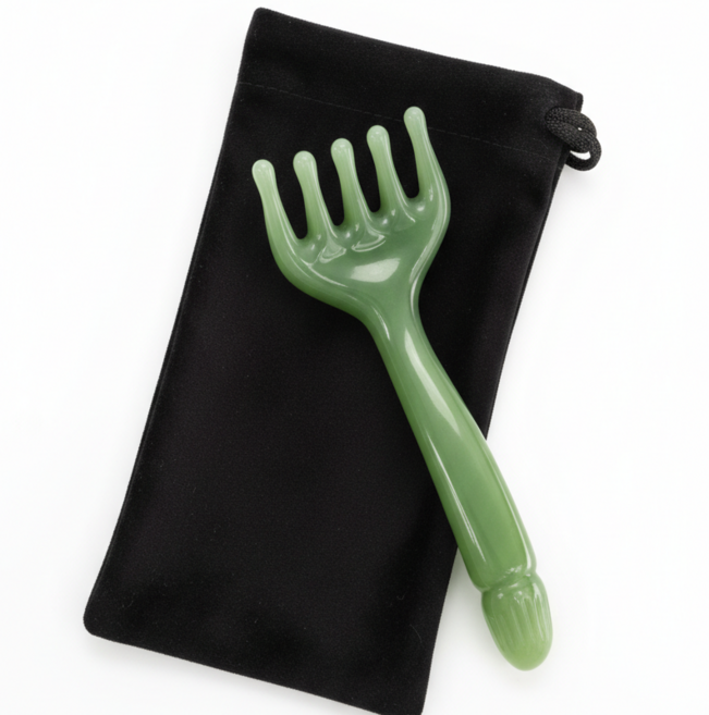 아이작큐브 두피 괄사 머리 빗 마사지기, 그린, 1개