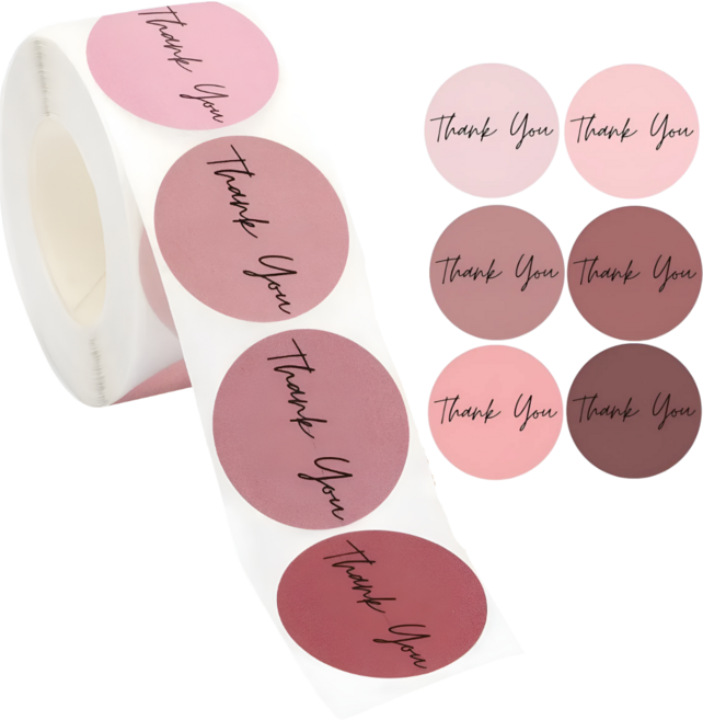 500매 원형 땡큐 감사 스티커, 1세트, 04. 올드로즈(S375) 1롤 500매