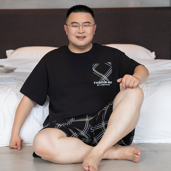 男士睡衣二件睡衣夏天短袖短褲休閒莫代爾大碼家居服夏季新款