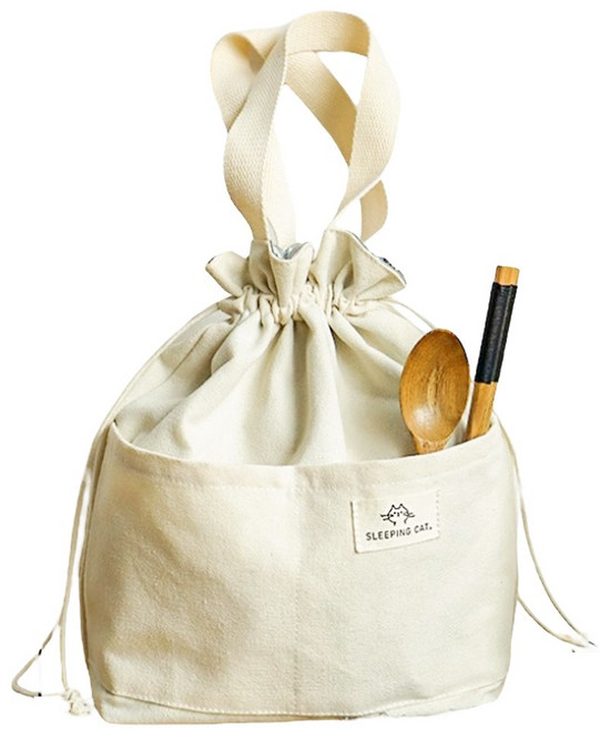 레디박스 보온보냉 방수 복주머니 도시락통 가방, 아이보리