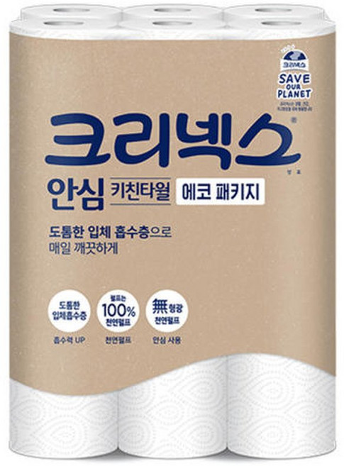 크리넥스 에코패키지 안심 키친타올 120매 12롤 1개 389117