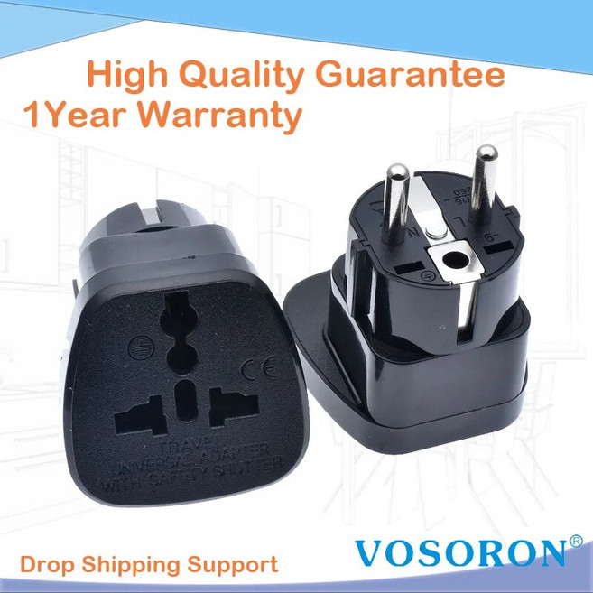 EU 독일 변환 플러그 독일 인도네시아 여행용 어댑터 F타입 범용 미국 영국 AU 소켓에서 KR 프랑스 독일 4.8mm 변환기, 1개, 2.Black