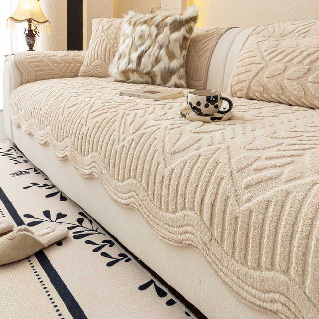 하루꿈 와이드 논슬립 극세사 쇼파패드 겨울 부드러운 소파패드 사계절 밍크 소파커버 웨이브 라인