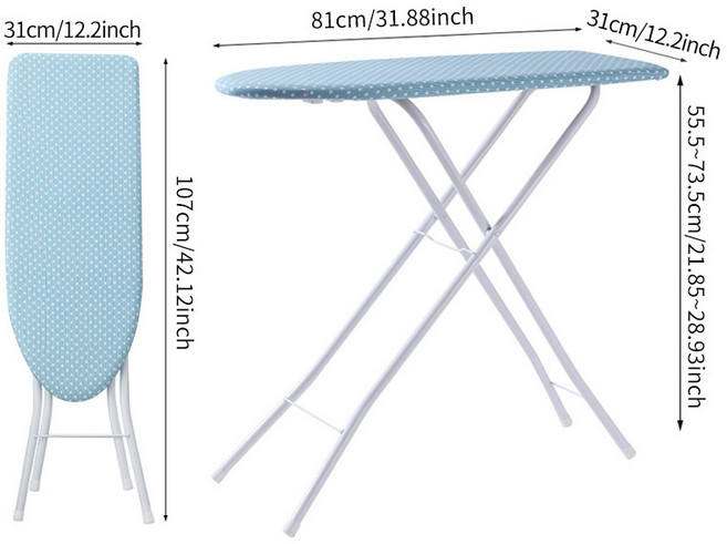 家用隔熱燙衣板 可摺疊落地移動熨衣板 酒店客房加寬加厚熨燙板, 32英寸綠色圓點【板,長81cm】4
