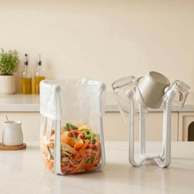 음식물 비닐봉투 거치대 주방, 1개, 화이트