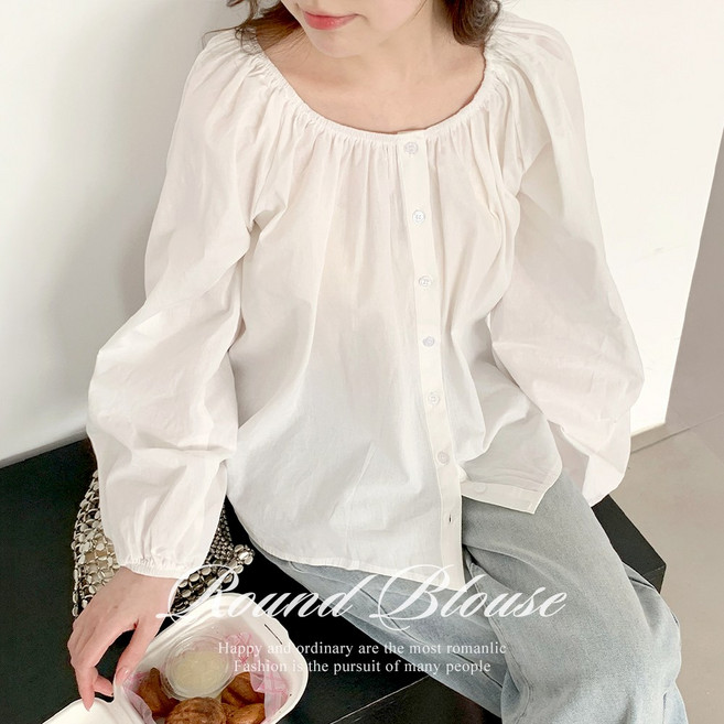 [순이] S.여성 무브 셔링 퍼프 블라우스