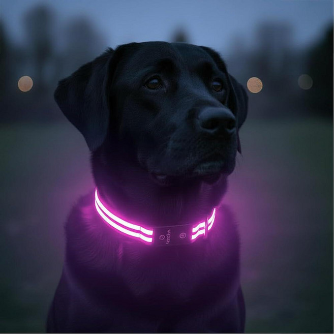 Tractive LED 조명 강아지 목걸이 USB 충전식 방수 (그린) 323821 5423808052, 핑크
