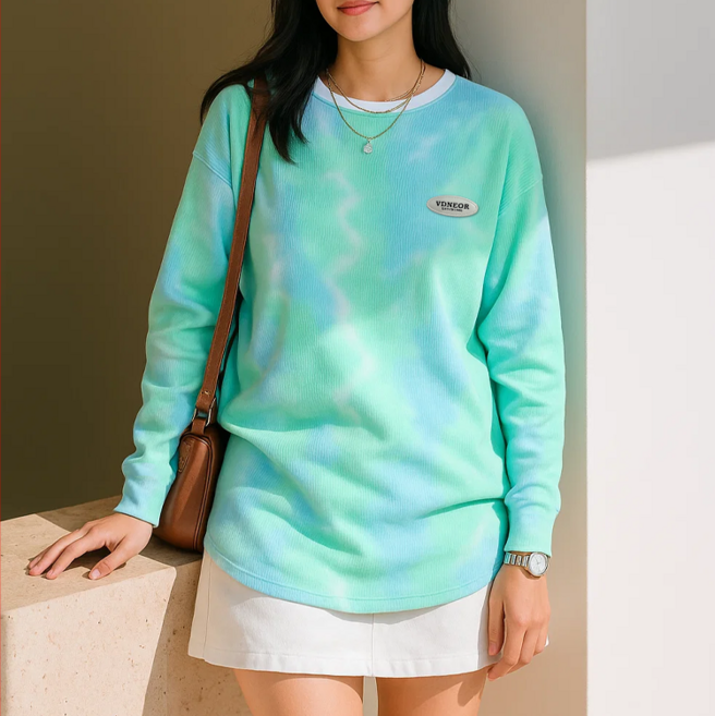 데일로엔 여성 와플 맨투맨 긴팔티셔츠