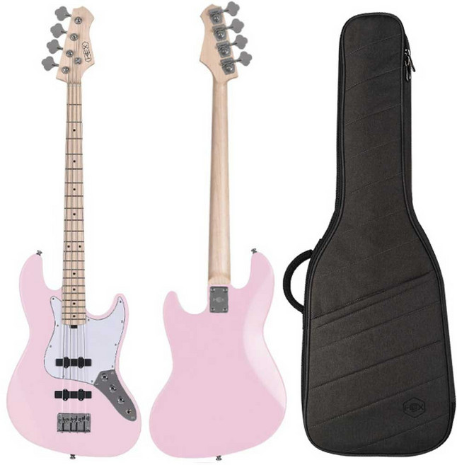 [HEX헥스] B100M S/PPK (파스텔핑크) 베이스기타 무광 사틴피니시 입문 BASS 기타, 1개