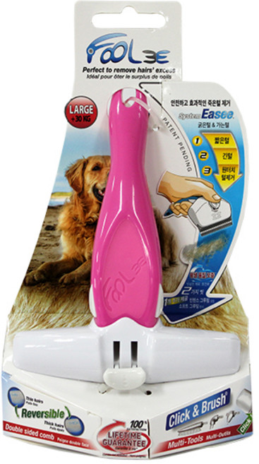 풀리이지브러쉬 풀리브러쉬 죽은털제거빗 도그(대) 빗, 핑크, 1개