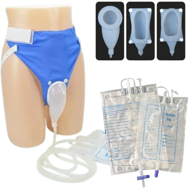 환자 소변주머니 노인 소변기 실리콘 남성 여성 소변통 팬티, 1개