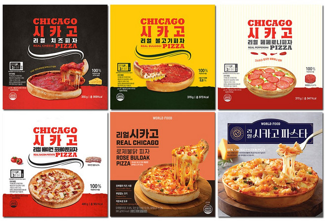 리얼 시카고피자 6종 세트 치즈 불고기 페퍼로니 베이컨포테이토 로제불닭 파스타, 1세트, 2.33kg
