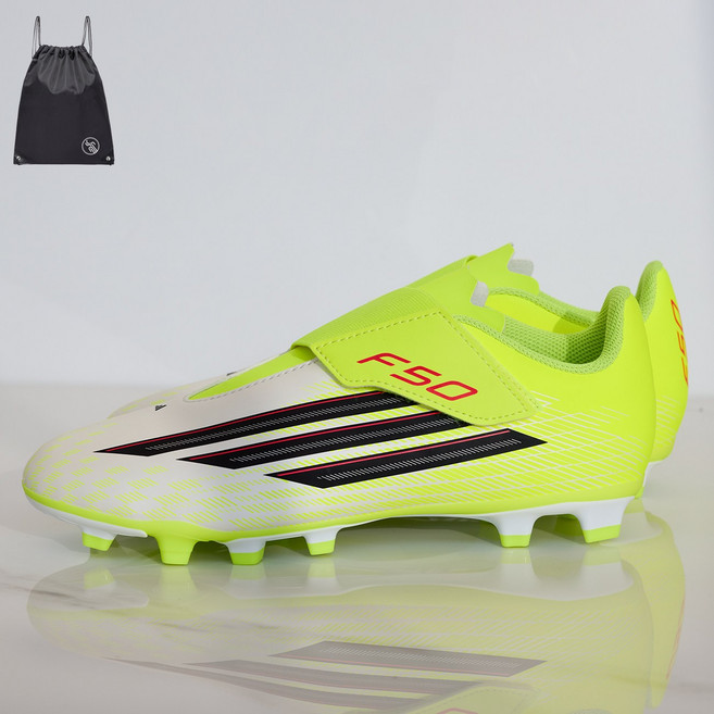 아디다스 주니어 끈없는 풋살화 축구화 여성 천연/인조 잔디용 솔라옐로우 모든구장용 (PGN짐쌕가방 지급)