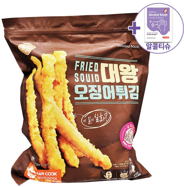 코스트코 트레이더스 올반 대왕오징어튀김 700G [아이스박스] + 더메이런알콜티슈, 1개