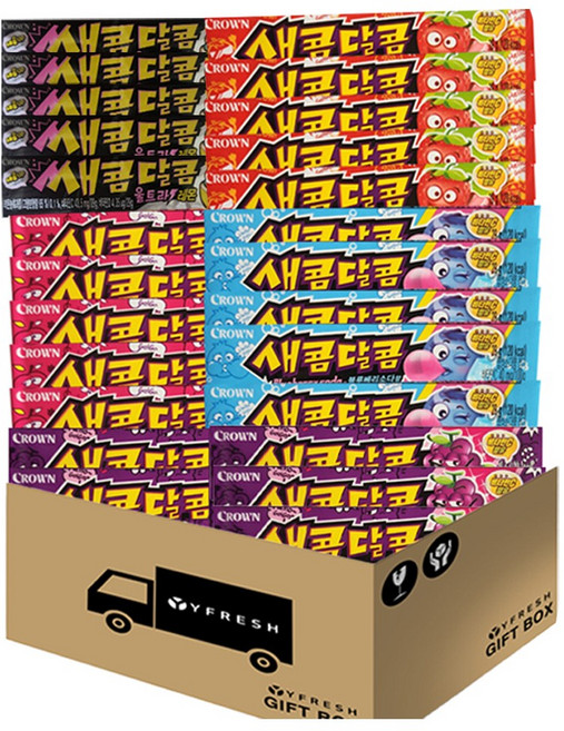 새콤달콤5종 딸기 29g x 5 포도29g x 5 울트라레모네이드 29g x 5 블루베리소다향 29g x 5 복숭아 29gx 5 총 25개+YFRESH박스, 25개