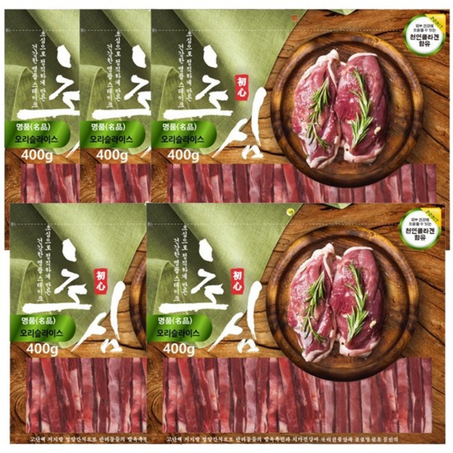 초심 강아지 슬라이스 간식, 오리, 400g, 5개