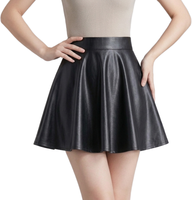 블랭크몰 플레어 가죽 치마 레더 a라인 스커트