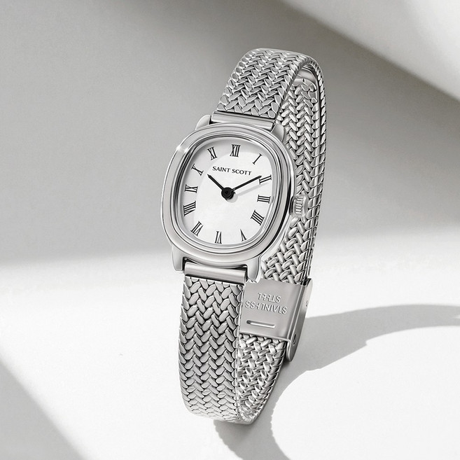 [세인트스코트/스테인리스스틸] 발렌느 쿠션 메쉬 여성 시계 + 선물포장 + 쇼핑백 / ST4001