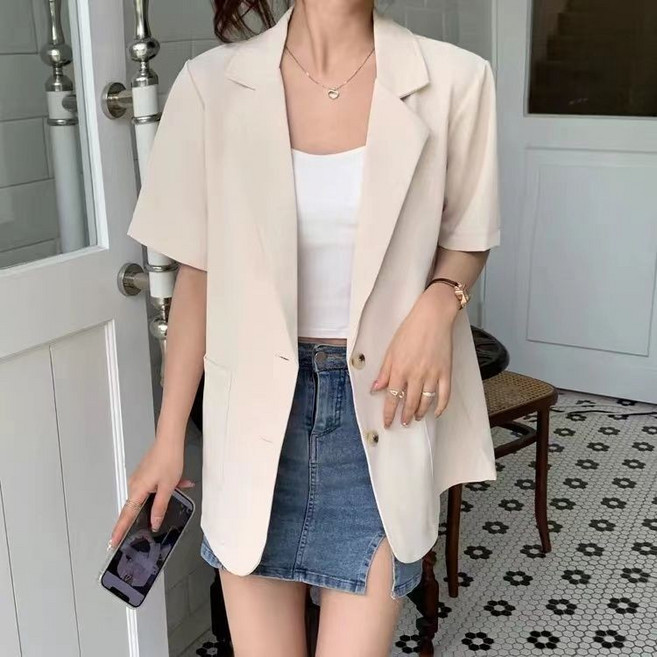 麒麟優選 短袖西裝 女夏季 休閒百搭小西服 上衣