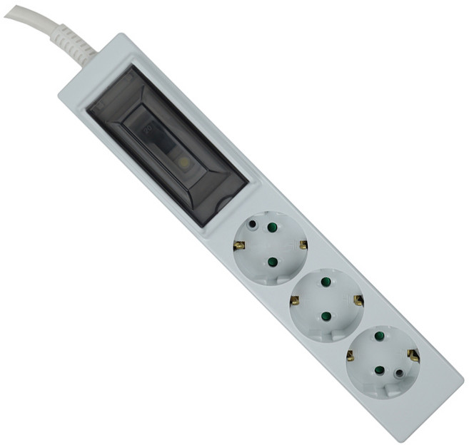고용량 누전 차단 과부하 차단 에어컨 난방기 멀티탭 3구, 3m, 1개, 백색
