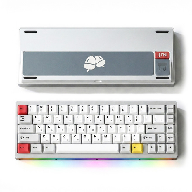 Nut65 풀알루미늄 볼캐치 마그네틱 커넥터 유무선 3모드 기계식키보드, 한글각인, 실버