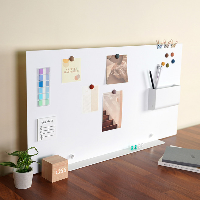 큐데스크 사무실 인테리어 책상파티션 철제 가림막 칸막이, 클램프타입 낮은대형 화이트