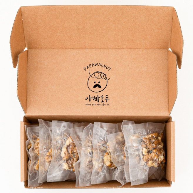대단한농부 아빠호두 진공포장 국내산 햇호두 조각호두 견과류 결혼 돌 답례품 명절 선물 이유식 수험생 다이어트 건강 간식, 10개, 20g