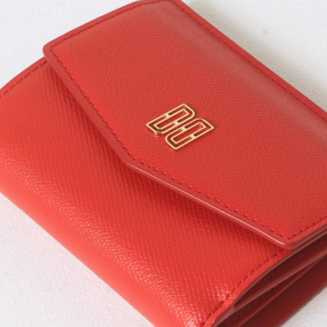 닥스 여성 레드 천연 소가죽 로고 장식 모던 반지갑
