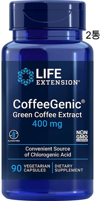 라이프익스텐션 커피제닉 그린커피 추출물 400mg 90캡슐 x 2통, 90정 - 쿠팡