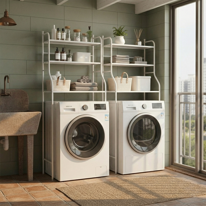 디프 3단 다용도 세탁기 선반 흔들림방지 화이트 1개