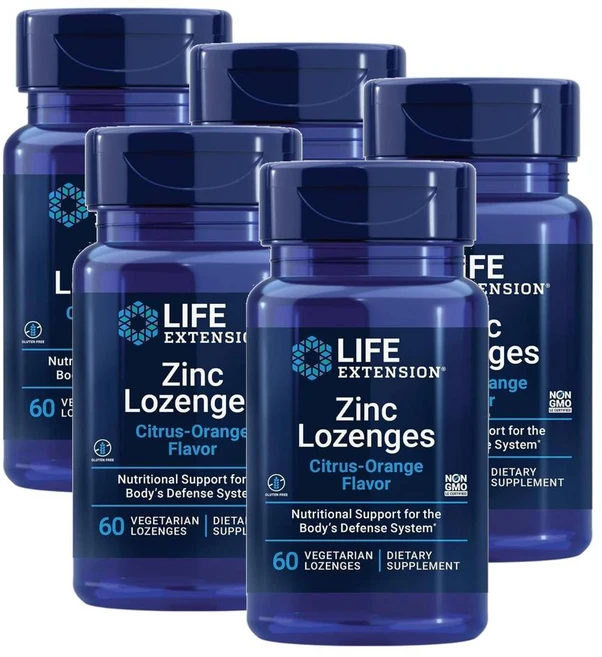 라이프 익스텐션 아연 시트러스오렌지맛 로젠지 사탕 Life Extension Zinc Lozenges, 60정, 5개 - 쿠팡