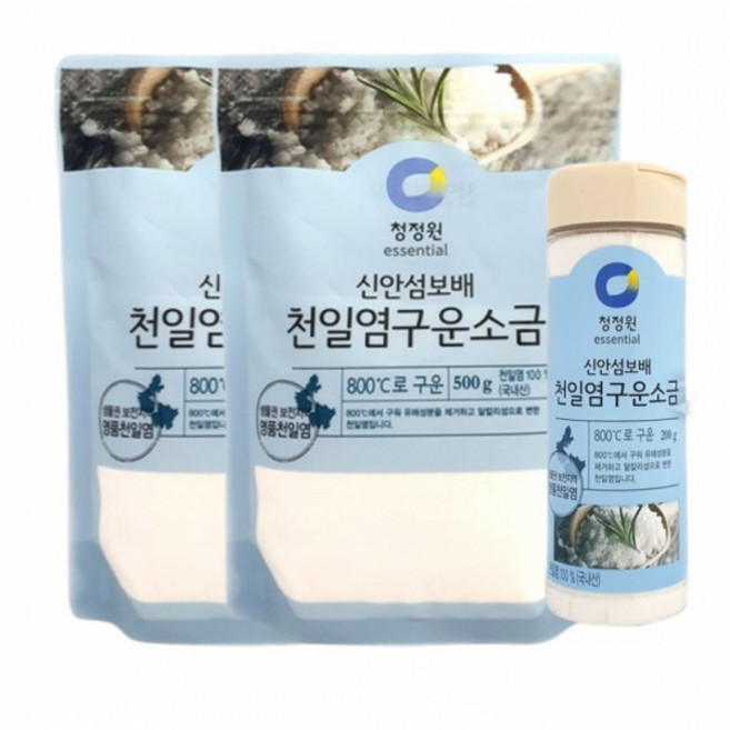 구운소금 명품소금 청정원 신안섬보내 천일염, 1kg, 1개