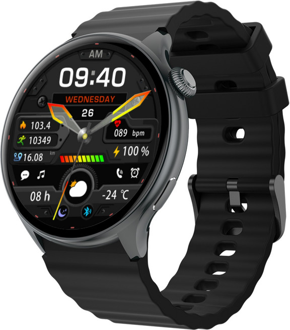 블루투스 스마트워치 BEY5A 통화가능 GPS 운동 손목시계, GPS + 블루투스, 3.7cm, 블랙