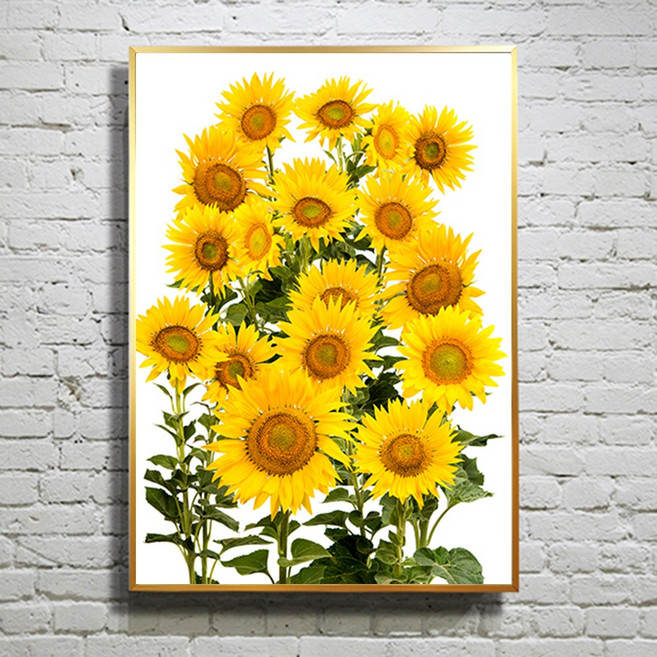 화색갤러리 돈들어오는 풍수그림 07해바라기 그림 액자 프리미엄 캔버스천으로 인화, 올리브골드, 1개