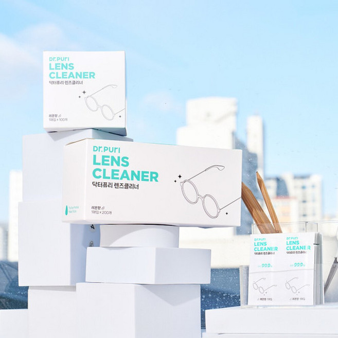 닥터퓨리 프리미엄 렌즈클리너 일회용 안경닦이 핸드폰클리너 200매200매 (총 400매) 레몬향, 2개, 200매