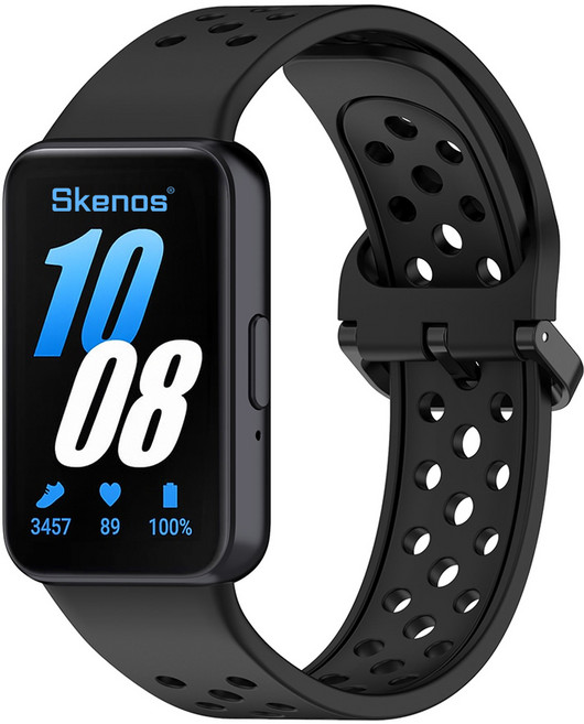 SKENOS 삼성 갤럭시 핏3 스포츠 스트랩 벤트형 통기성 TPU, 블랙