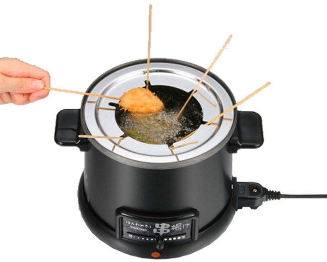 전기 튀김기 탁상형 쿠시카츠 가라아게 텐동 메이커 와헤이프레이즈 HR-8952, 1개, 블랙, 기본