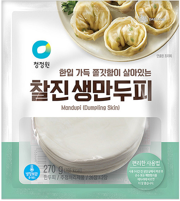 [냉장] 청정원 찰진생만두피 270g, 3개