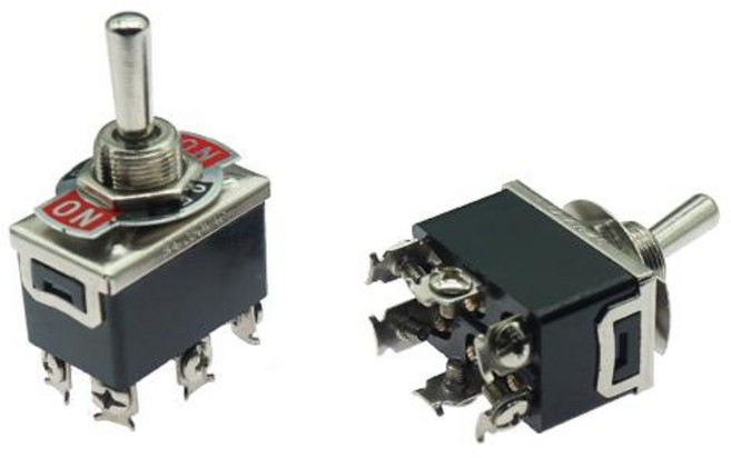 토글스위치 ON OFF 3단6P 검정 E-TEN1322, 1개