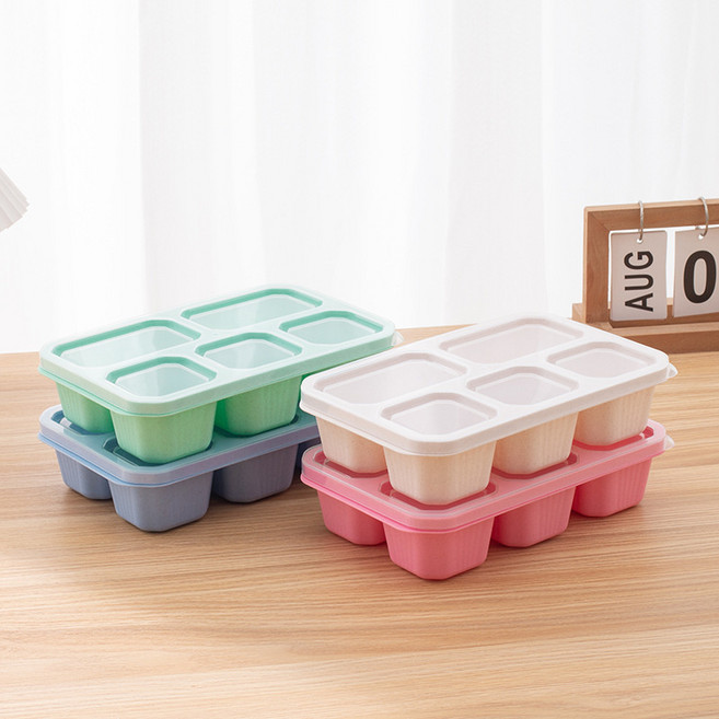 塑料可微波學生飯盒多規格午餐盒外帶水果沙拉盒可, 1個, 長方形五格餐盒:粉色