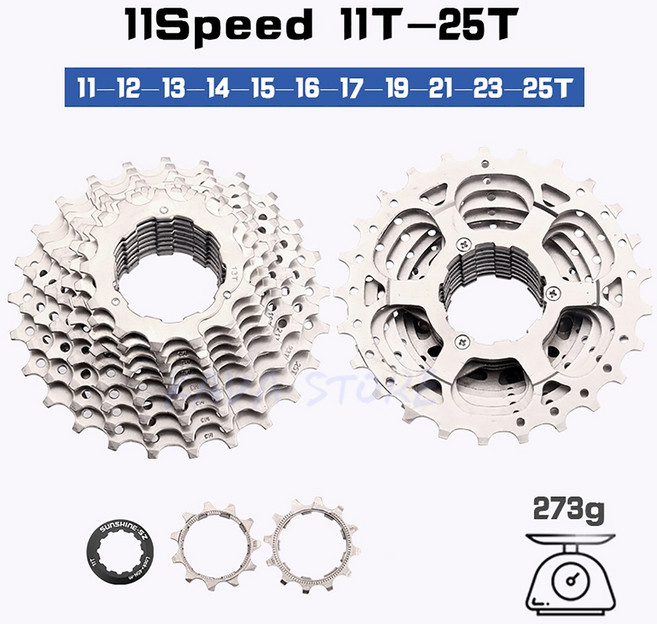 SUNSHINE 10 11 30T 34T K7 12 카세트 11V 25T HG 도로 36T 28T for 23T 속도 Fr wh 10S 자전거 32T, 11 Speed 25T, 1개