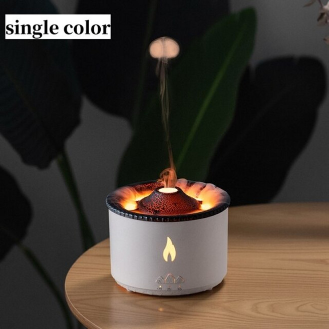 최신 전자식 가습기360ml 용암 화산 가습기 불꽃 공기 아로마 테라피 디퓨저 야간 조명 포함 에센셜 오, 01 US press