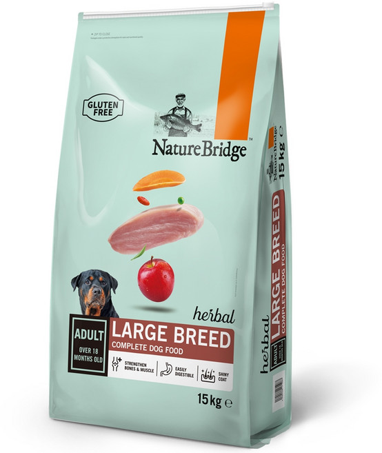 NatureBridge 自然主義 大型成犬 草本活力犬糧 4kg / 15kg 火雞肉+胡蘿蔔+枸杞, 1個