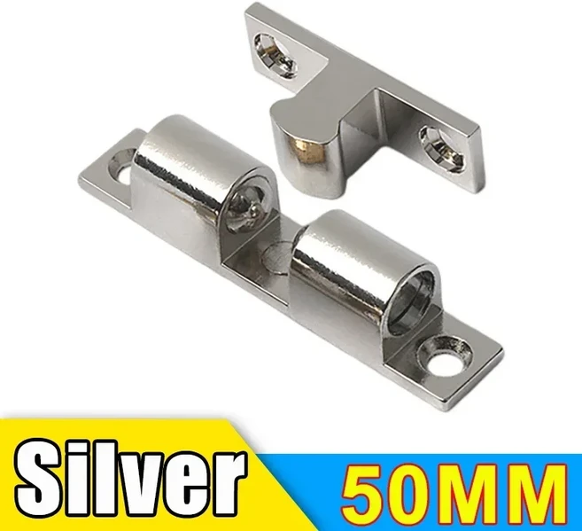 1/10PCS 가구 도어 볼 래치 황동 더블 롤러 스프링 캐비닛 옷장 조정 가능한, 04 1PCS, 02 Silver-50MM, 1개
