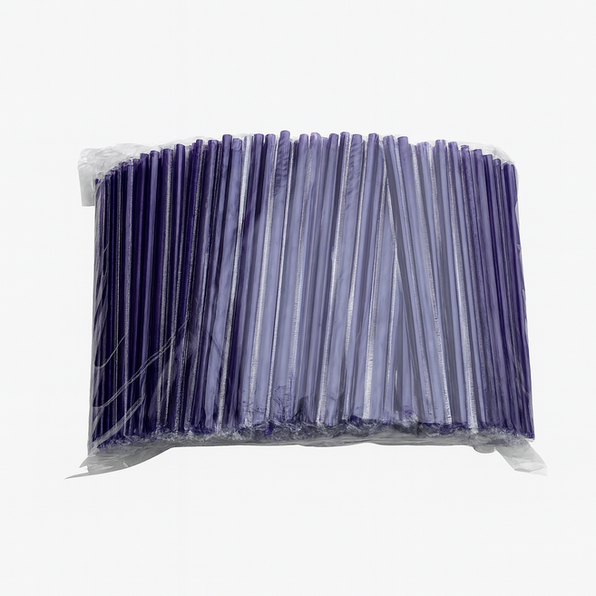 제이디팩 일자 빨대 7*210mm 보라 개별포장 500개, 1세트, 500개입
