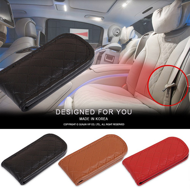 VIP 가죽안전벨트 엠클립 안전벨트락, 브라운, 1개