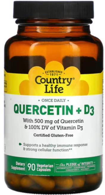 컨트리라이프 케르세틴 + D3 베지테리안 캡슐, 90정, 1개 - 쿠팡