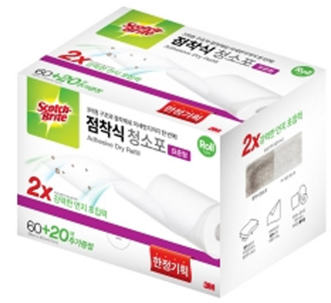 3M 스카치브라이트 표준형 점착식 청소포(60매+20매), 1개