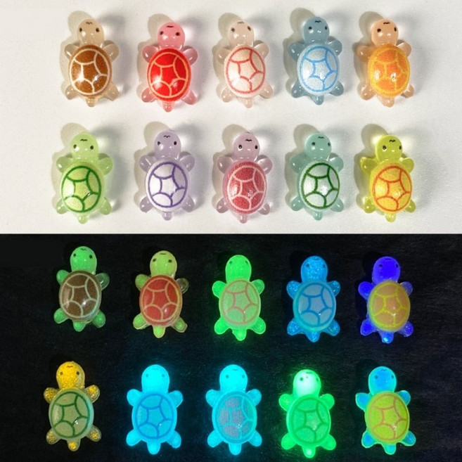 미니어처 거북이 피규어 야광 장식 소품 어항 꾸미기, 5